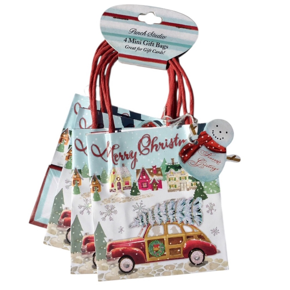 Punch Studio Woody Christmas Mini Gift Bags (64737), 4 Pk